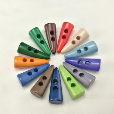 China Durable 5.5 Cm Multicolor Resin Horn Buckle Toggle Two Holes Horn Tooth Form Resin Buttons For Jacket Sewing DIY Accessories for sale