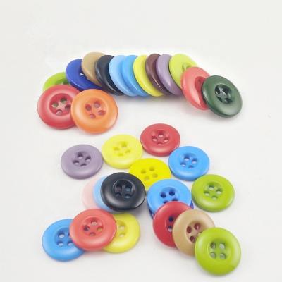 China Sustainable Colored Round Resin Flat Stitched Buttons With 4 Holes Craft Buttons for sale