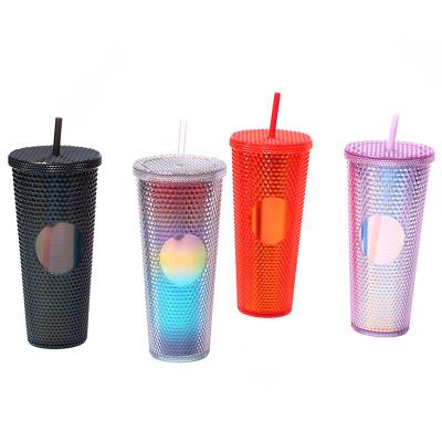 China Summer Cold Reusable Reusable Coffee Cup Plastic Drink Tumblers Cup With Lid And Straw for sale