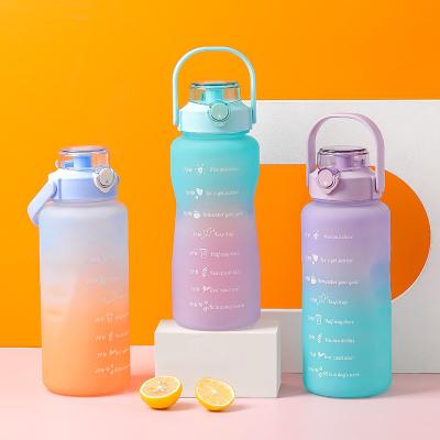 China Sustainable Supply Insulated Motivational Plastic Juice Drinking Water Bottles With Lid And Time Marker for sale