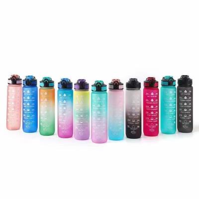 China Sport Viable Free Fitness 32oz BPA Tritan Motivational Plastic Water Bottles With Custom Logo for sale