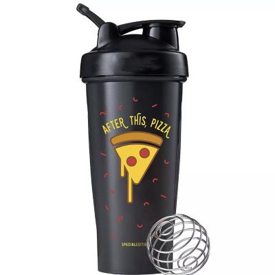 China Sustainable Custom Logo Printed Joy Sports Gym Protien Plastic Shaker Bottles With Mixing Ball for sale