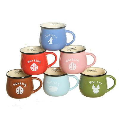 China Seaygift Viable Wholesale Custom Logo Printed Vintage Enamel Ceramic Mug Espresso Coffee Mugs With Lid For Gift for sale