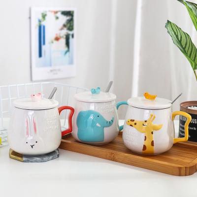 China Seaygift 2019 Viable Hot Selling Creative Cute 3d Cartoon Animal Rabbit /deer Kids Milk Ceramic Coffee Mug for sale