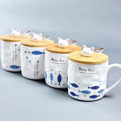 China Seaygift 2020 New Christmas Products Gift Cat Student Viable Cute Animal Cartoon Ceramic Cup Coffee Mug for sale