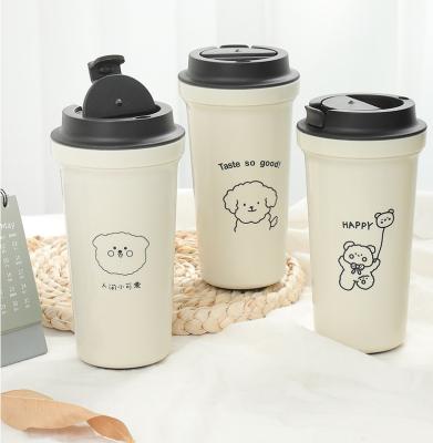 China Seaygift Coffee Water Mugs Logo Tumblers Wholesale Double Walled Viable Plastic Drinkable Custom Coffee Mug With Lid for sale