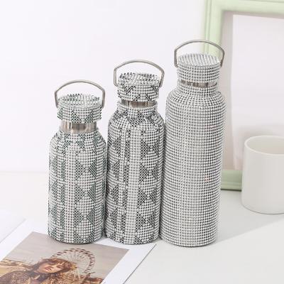 China Seaygift Diamond Vacuum Flask Women Girls Rhinestone Stainless Steel Thermos PORTABLE Water Bottles for sale