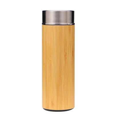 China Custom Made Sustainable Hot Sale BPA Eco-frindly Free Non-Leaking Seaygift Double Wall Stainless Steel Natural Bamboo Water Bottle for sale