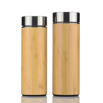 China Seaygift Tea Infuser Capsule 304 High Quality Sustainable Stainless Steel Bamboo Thermos Double Vacuum Insulated Water Bottles for sale