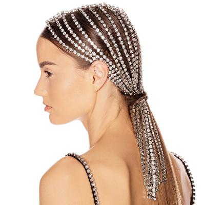 China Popular Luxury Multi Head Chain Trendy Tassel Row Chain Hair Jewelry Headband Shiny Rhinestone Rhinestone Diamond For Women for sale