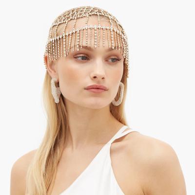 China New Bohemia Hair Chain Bohemia Tassel Hair Band Wedding Exquisite Rhinestone Crystal Bridal Hair Chain Mesh Hair Accessories For Women for sale