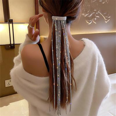 China New Fashion ALLOY Tassel Shiny Rhinestone Hairpins Hair Jewelry For Women Full Diamond Fairy Bridal Accessories for sale