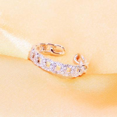 China Hot American BOHEMIA Factory Supply Open Adjustable Rings Hollow Out Single Finger Ring Handmade Rhinestone Diamond Fashion Hip Hop Rings for sale