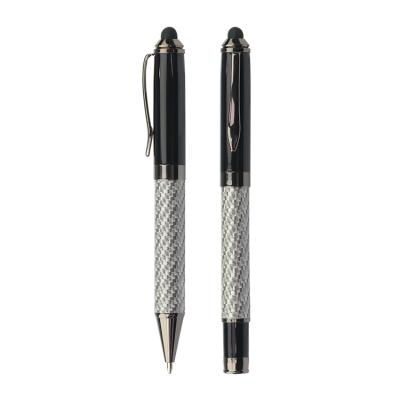 China Promotional Metal Writing Pen With Stylus Ballpoint Pen With Logo Good Quality Carbon Fiber Custom Pen for sale