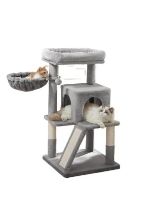 China Wholesale Wooden Treehouse Cat Climbing Condo Tower Cat Furniture Scratching Sisal Cat Multi Level Viable for sale