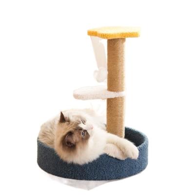 China Colorful Small Size Cat Scratcher Design Indoor Stocked Play Cat Tree for sale