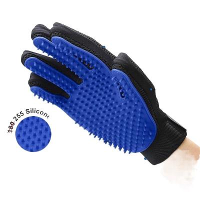 China Viable Silicone Pet Grooming Glove Pet Deshedding Brush Remover Glove With 260 Tips Silicone Grooming Guantes de mascotas for sale