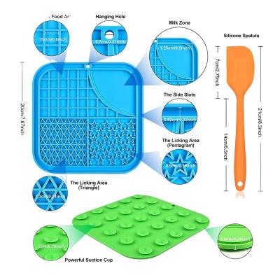 China Amazon Viable Hot Sales 2 Pcs High Quality Silicone Dog Lick Mat With Suction Cups Slow Feeding Cat Pet Mat Dog Lick Pads for sale