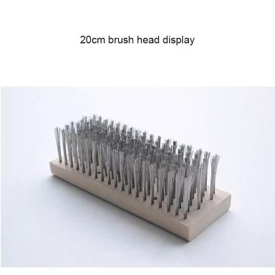 China Outdoor Courtyard Cleaning Brush Stainless Steel Wire Sweeping Brush Floor Cleaning Brush with Wood Handle for sale