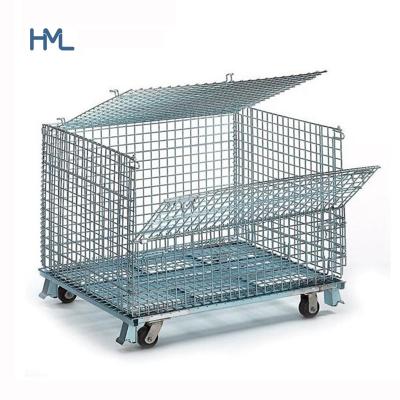 China HML Stacking Storage Metal Wire Mesh Container With Top Lid 1300 Kg for sale