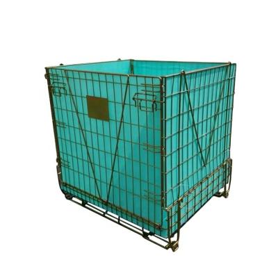 China HML Folding China Industrial PET Preform Bottle Storage Metal Mesh Wire Cage Container 800 Kg for sale