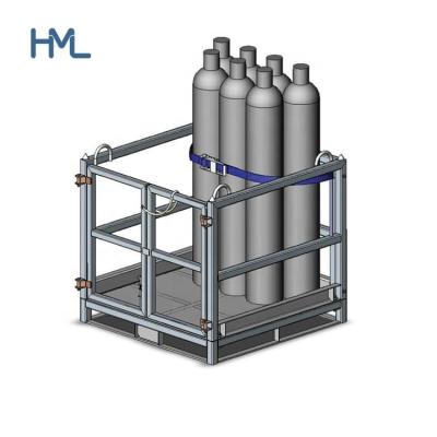 China Q235 Mild Steel Metal Stackable Forklift Lifting Cages For Gas Cylinders Storage And Transportation for sale