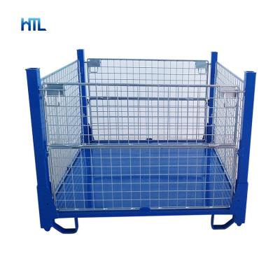 China Heavy duty industrial collapsible stackable collapsible gitterbox automatic metal cage crate for sale