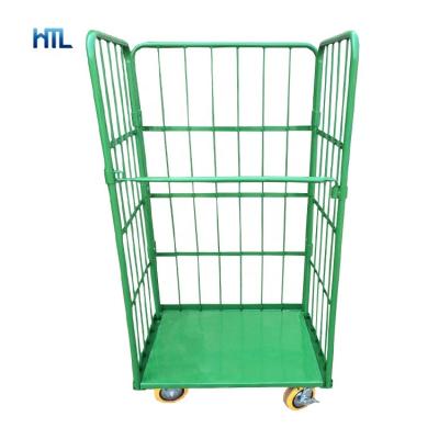 China Price Advantage Collapsible Warehouse Folding Metal Container Storage Rolling Cage With Wheels for sale