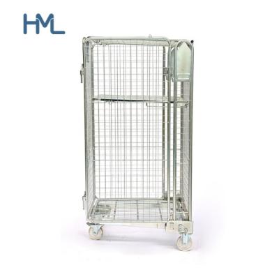 China Mild Steel Industrial Steel Q235 4 Sides Large Rolling Storage 500kg Folding Container For Supermarket for sale