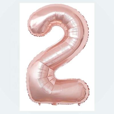 China Party 2022 New Product 16 32 40 Inch Rose Gold Design Number New Shape Foil Balloons For Party Decoration for sale