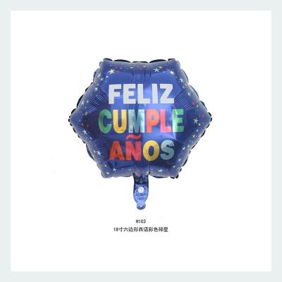 China Party birthday new design 18 inch/45cm hexagon printed feliz cumpleanos foil balloon for sale