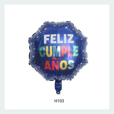 China Hot Sale Party Foil Balloons For Party Decorations Print Feliz Cumpleanos Foil Balloon Octangle Shape Balloon for sale