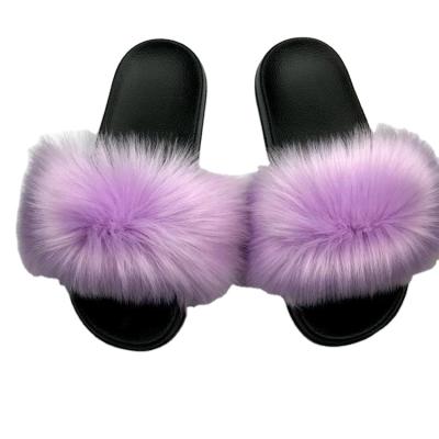 China Wholesale Fashion Trend Women Winter Faux Fur Slippers Warm Winter Ladies Bedroom Soft Fur Slide Slippers For Women for sale