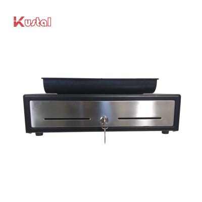 China Black Classic Metal ABS Pos 12V  RJ12 Roller Cash Drawer With Stainless Panel for sale