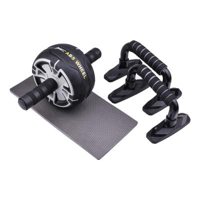 China Durable 3 in 1 Single Black Widen Ab Wheel Deluxe Ab Roller Set with Knee Mat, Raise Bar for Gym Home Workout Training for sale