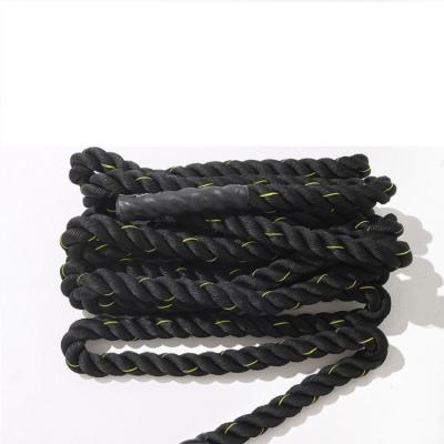 China Eco-Friendly Training Elastic Rubber Jute Fitness Exercise Battle Wrestling Rope With Handle for sale