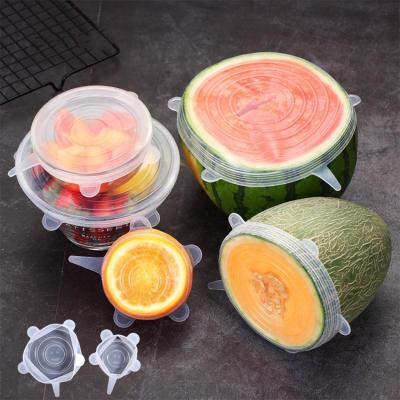 China 6PCS Food Silicone Stretch Bowl Lid Silicone Fresh Keeping Stretch Lid For Storing Food for sale