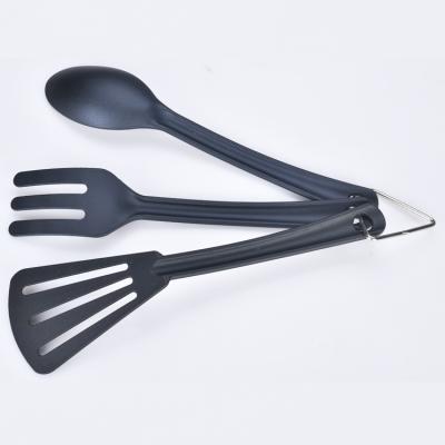 China Non Sustainable Portable 3 Pcs Nylon Spoon Spatula Stick Fork Kitchen Utensils Set for sale