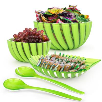 China Sustainable Large Decorative Plastic Plastic Salad Food Serving Mixing Bowl Set for sale