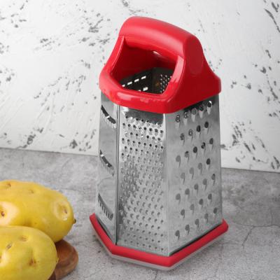 China Multifunctional Kitchen Sustainable 6 Sides Stainless Steel Cheese Vegetable Zester Grater With Box for sale