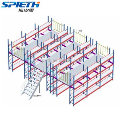 China Corrosion Protection Warehouse Cold Storage Mezzanine Floor Shelving Steel Racking System for sale