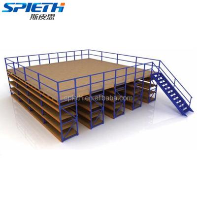 China Corrosion Protection Iron Steel Structures Mezzanine Floor Racking Heavy Duty Shelf for sale