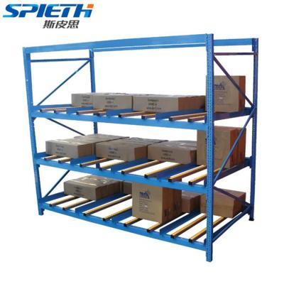 China Heavy Duty Warehouse Storage Gravity Cardboard Flow Racking Roller Rack / Shelving System for sale