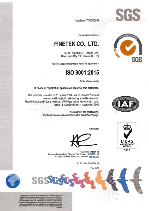 ISO9001 - FINETEK CO., LTD.