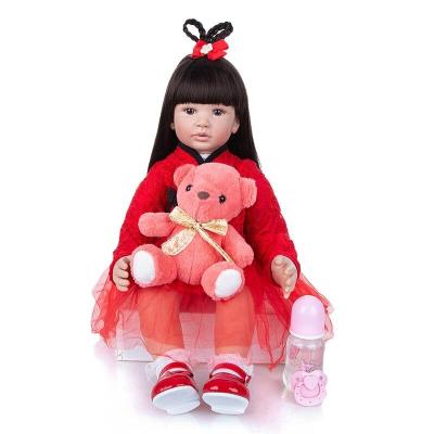 China Toy Princess Style 60cm Cloth Body Straight Hair Soft Realistic Christmas Gift Doll Reborn for sale