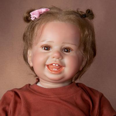 China Soft 3D Painted Skin Newborn Princess Toy Alive Babe Toddler Toy Real Body Touch Smiley Reborn Baby Doll Cloth 27 Inch for sale