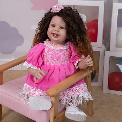 China Bebe Toys Doll Reborn Birthday Gifts For Kid Newborn Cute Toy 27 Inch 68 Cm Smiling Face Baby Toddler Soft Happy Body Pink Cloth Dolls for sale