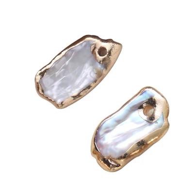 China Fashion Design Nail Art Light Luxury Jewelry Retro Gold Plated Mother Of Pearl Baroque Natural Symphony Decoration Irregular Wholesale for sale