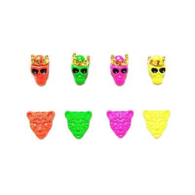 China Fashion design factory direct sales color decorations fluorescent diy metal rhinestone nail art alloy 3D leopard skull mixed patterns for sale