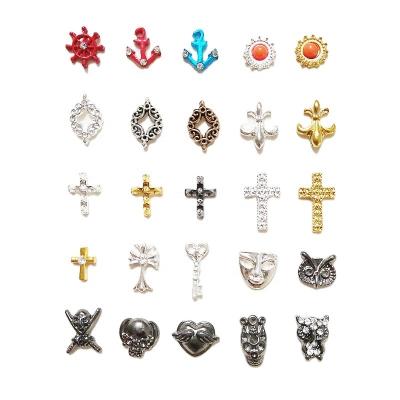 China Factory direct sales fashion design fashion art diy metal rhinestone nail decorations mixed color cross nail 3D alloy nail models for sale